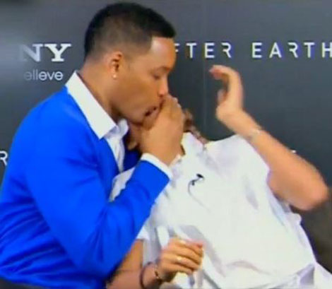 Video: Will Smith kisses son, Jaden, on the lips during interview